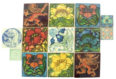 Lot 505 - Six Pilkington's 6" Tiles, decorated with...