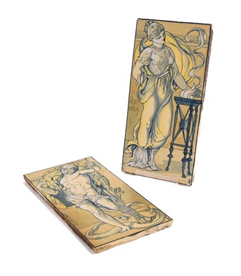 Lot 511 - Two W.B Simpson & Sons Tiles, painted with...