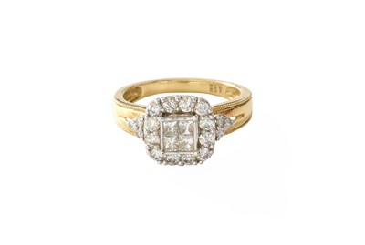 Lot 200 - A 9 Carat Gold Diamond Cluster Ring, four...