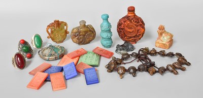 Lot 300 - Two Chinese Carved Jade Snuff Bottles and a...