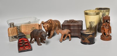 Lot 277 - Five Black Forest Carved Bears, one mounted as...