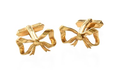 Lot 223 - A Pair of 18 Carat Gold Bow Motif Cufflinks,...