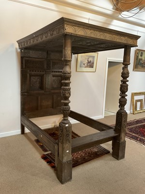 Lot 708 - A Joined Oak Bedstead, early 18th century and...