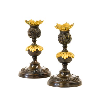 Lot 187 - A Pair of Regency Gilt and Patinated Bronze...