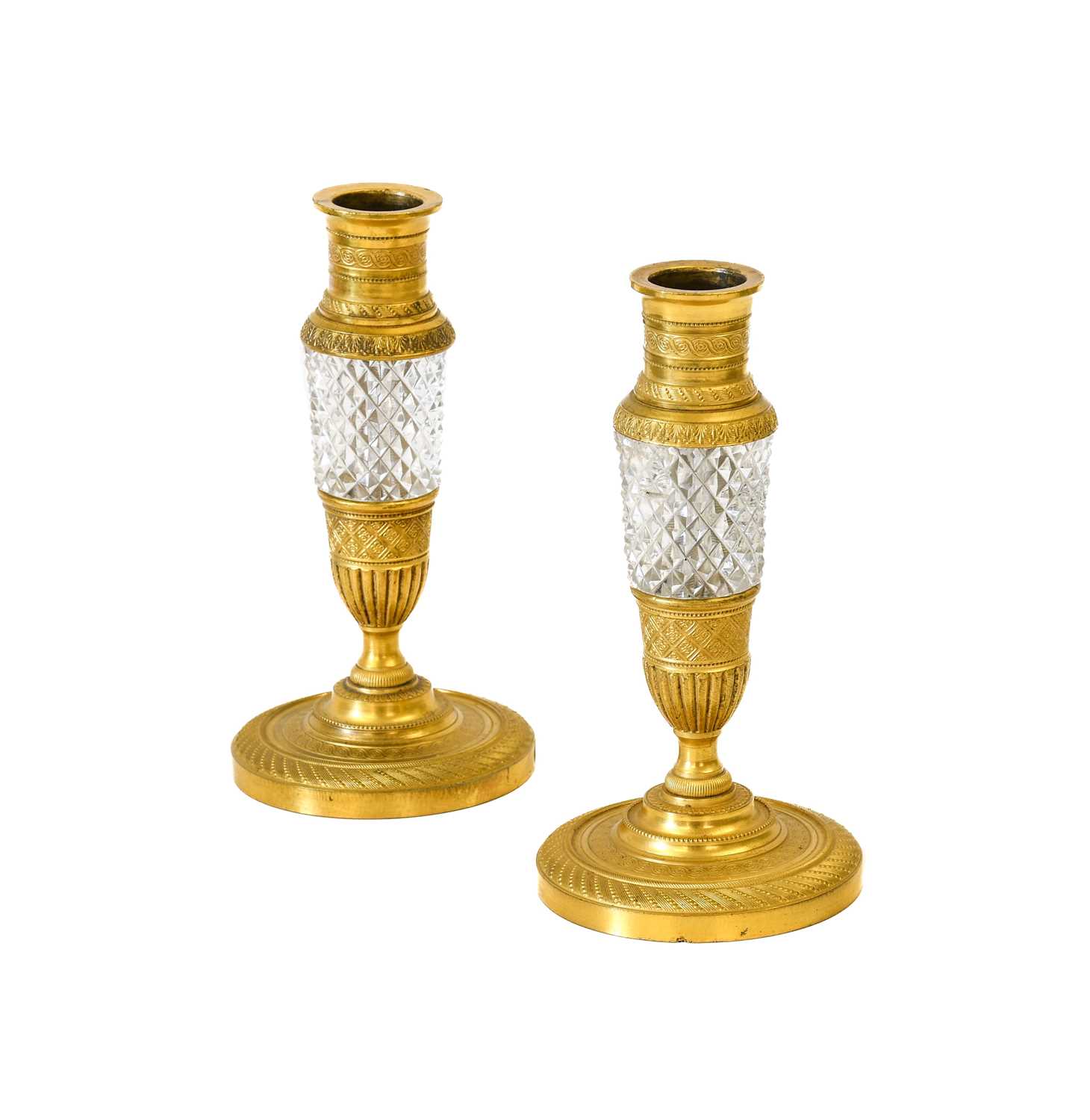 Lot 342 - A Pair of Gilt Metal Mounted Cut Glass Dwarf...