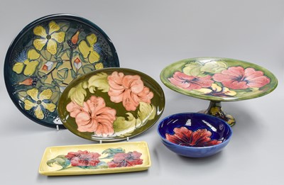 Lot 311 - A Walter Moorcroft Hibiscus Cake Stand and...