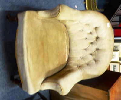 Lot 847 - A Victorian walnut framed button back chair