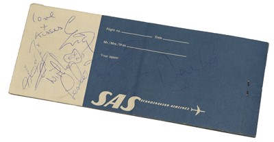 Lot 4195 - Bay City Rollers A Set Of Autographs On An Airline Ticket