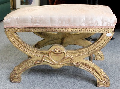 Lot 1133 - A 19th century Style Gilt X-Form Stool, 72cm...