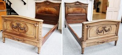 Lot 1180 - A Pair of French Carved Mahogany Single Beds,...