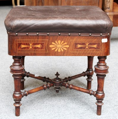 Lot 1155 - A Victorian Inlaid Mahogany Piano Stool, with...