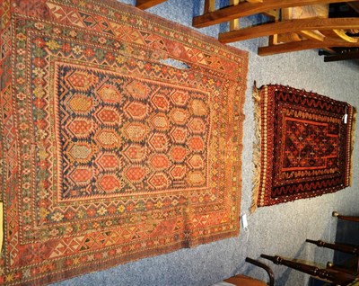 Lot 857 - Balouch mixed weave prayer rug, Persian/Afghan frontier, the diamond lattice field beneath the...