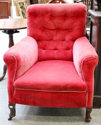 Lot 1164 - A Victorian Button Back Armchair, 80cm by 75cm...