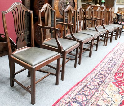 Lot 1192 - A Set of Eight Mahogany Shield Back Dining...