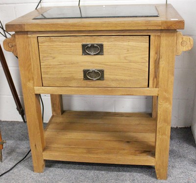 Lot 1208 - A Modern Oak Marble Inset Free Standing...