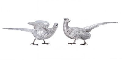 Lot 2133 - A Pair of Continental Silver Models of Pheasants