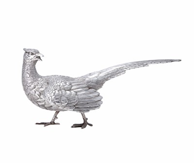 Lot 2133 - A Pair of Continental Silver Models of Pheasants