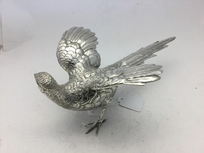 Lot 2133 - A Pair of Continental Silver Models of Pheasants