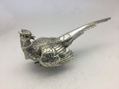 Lot 2133 - A Pair of Continental Silver Models of Pheasants