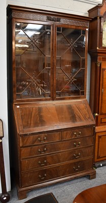 Lot 1378 - A Georgian Style Mahogany Bureau Bookcase,...