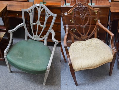 Lot 1264 - Two 19th Century Shield Back Open Armchairs,...