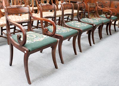 Lot 1274 - A Set of Five Regancy Mahogany Dining Chairs,...