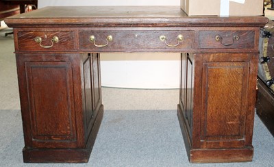 Lot 1220 - A Victorian Oak Pedestal Desk, 138cm by 81cm...