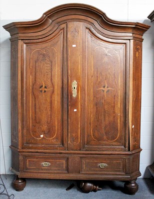 Lot 1243 - A Large Early 19th Century Inlaid Oak Armoire,...