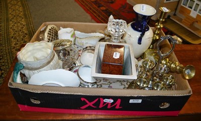 Lot 870 - Silver plated egg cup stand, onyx coffee set, various trios, brassware etc