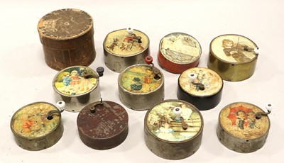 Lot 3143 - A Collection Of Circular Metal-Cased Manivelles