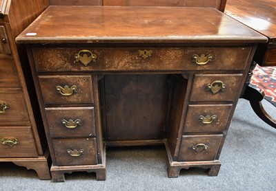 Lot 1246 - A Cross Banded Mahogany Kneehole Desk, 84cm by...