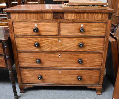 Lot 1299 - A George III Inlaid Mahogany Four Height Chest...