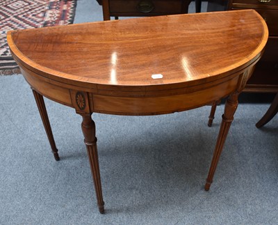 Lot 1263 - A 19th century Crossbanded Satinwood Demi Lune...