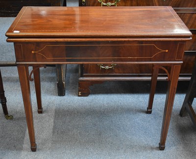 Lot 1286 - A Georgian Mahogany Fold Over Tea Table, 91cm...