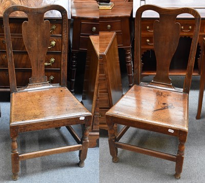 Lot 1287 - A Pair of 18th Century Oak and Elm Side Chairs,...