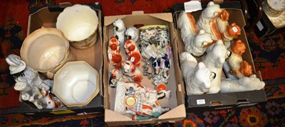 Lot 878 - Quantity of Staffordshire ornaments and a jardiniere (three boxes)