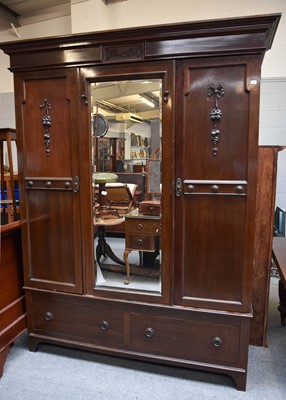 Lot 1246 - A Mahogany Mirror Fronted Wardrobe, 168cm by...