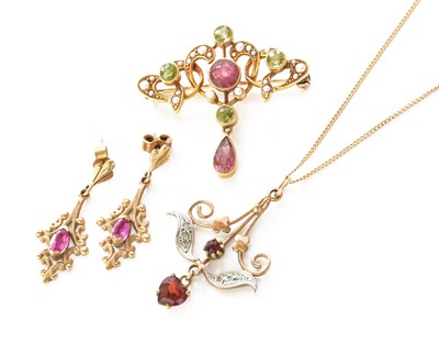 Lot 250 - A Peridot, Pink Tourmaline and Split Pearl...