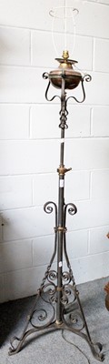 Lot 1236 - A Victorian Wrought Iron and Copper Standard...