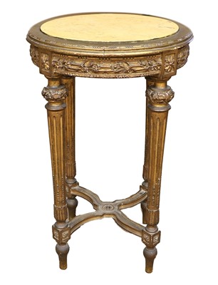 Lot 871 - A 19th Century French Giltwood and Marble-Top...