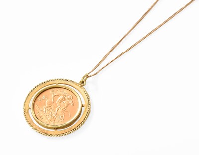 Lot 203 - A Sovereign Pendant on Chain, dated 1981,...