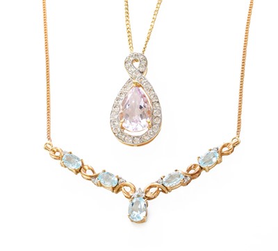 Lot 255 - A 9 Carat Gold Quartz Pendant on Chain,...