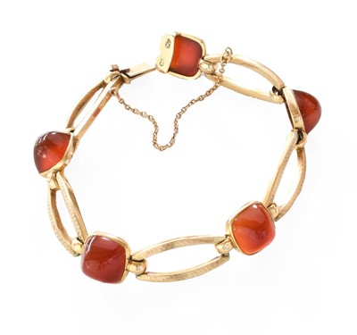 Lot 266 - A Carnelian Bracelet, the sugarloaf carnelian...