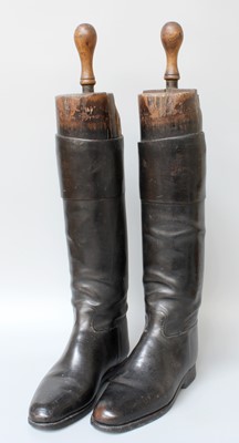 Lot 117 - A Pair of Lady's Black Leather Hunting Boots,...