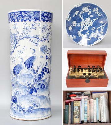 Lot 222 - A Japanese Blue and White Porcelain Stick...