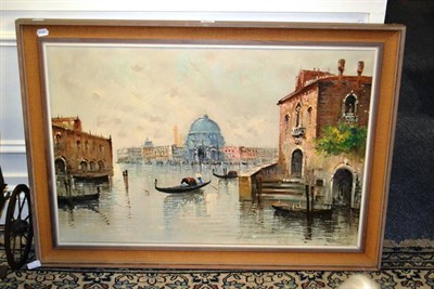 Lot 899 - A de Vity oil on canvas, view of Venice, artist's studio stamp to back