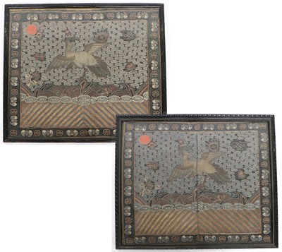 Lot 2207 - Pair of Chinese Rank Badges worked primarily...