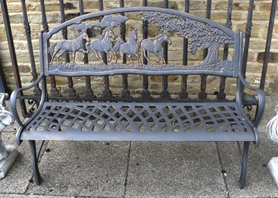 Lot 412 - A Reproduction Cast Metal Gilded Garden Bench,...