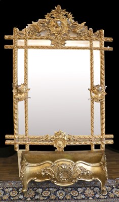 Lot 903 - A Carved Giltwood and Gesso Overmantel Mirror,...