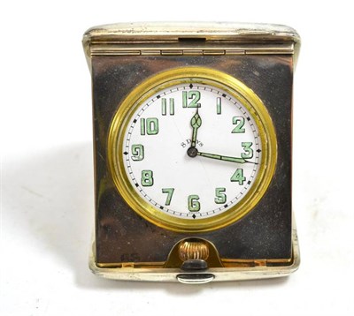 Lot 9 - Silver travelling clock